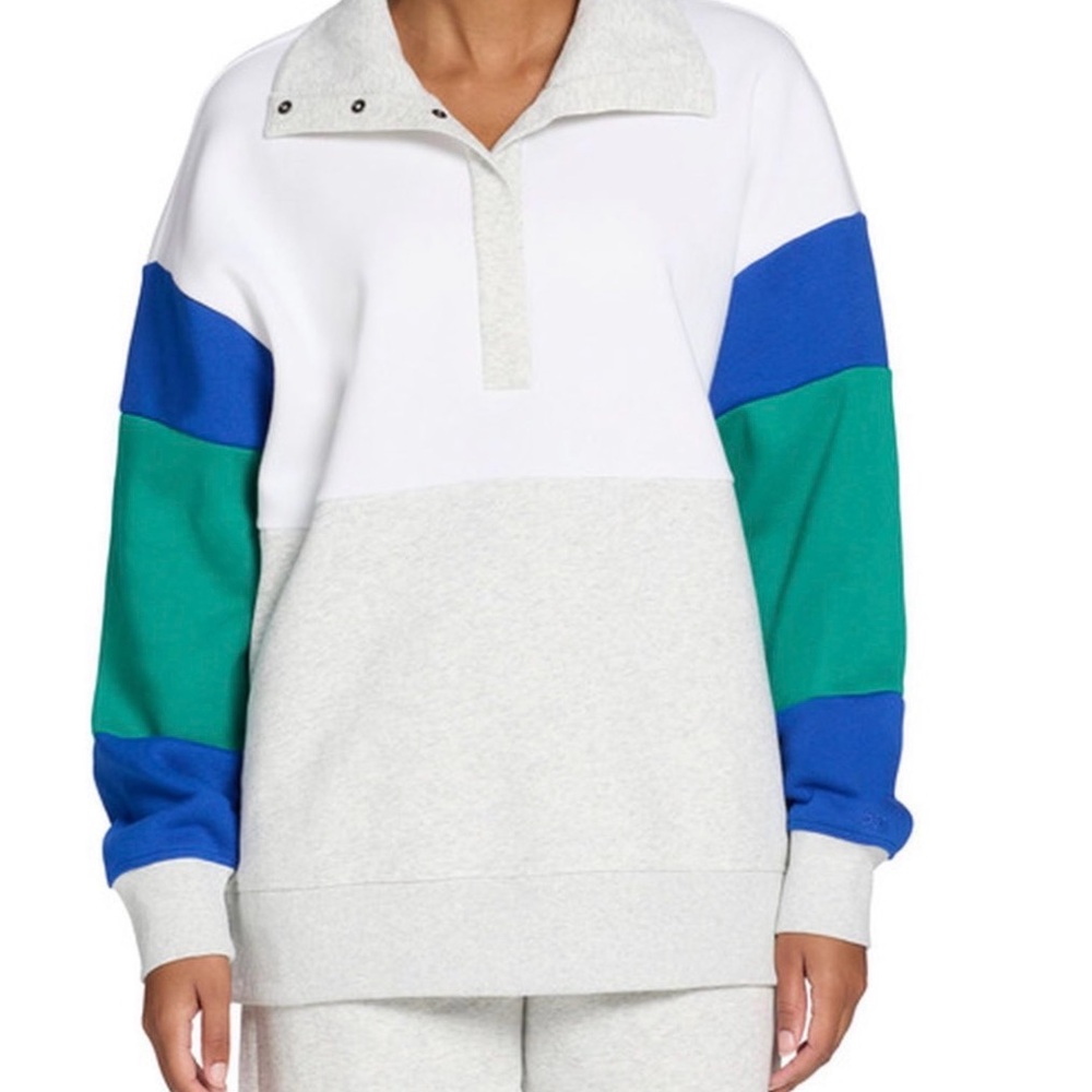 DSG Women's Classic Cotton Snap Neck Sweatshirt Retro Inspo 1/4 Zip Vibe NWT L